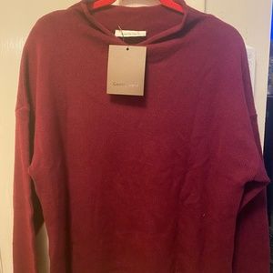 Gentle Herd Wool Funnel Neck Sweater Size XL- color Brick